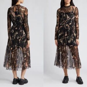 Dressed in LALA Black and Brown Marble-Swash Midi Dress